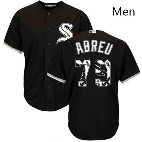 Mens Majestic Chicago White Sox 79 Jose Abreu Authentic Black Team Logo Fashion Cool Base MLB Jersey